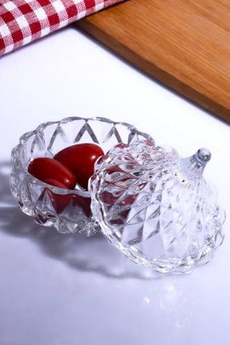 Porselen Diyarı Damla Şekilli Kesme Cam - Şekerlik - Lokumluk - İkramlık ŞEFFAF