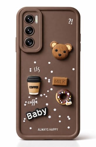 Image of Bintage Case Ball Bear| Donut| Milk Cake| Baby| Coffee Rubber Case Camera Protection Back Cover Compatible for Vivo V20 SE - Brown