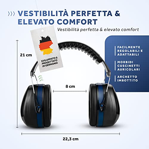 Schallwerk ® Work+ protezione dell'udito da lavoro – dimensione delle cuffie antirumore regolabili – attenua il rumore e protegge l'udito – ideale per il lavoro e la vita quotidiana - 5
