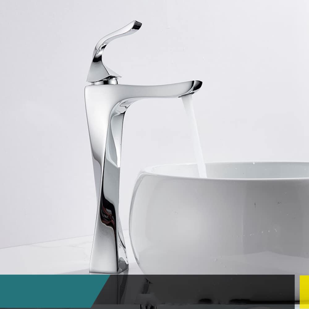 Robinet de salle de bains doré de type haut mitigeur de luxe finition chrome