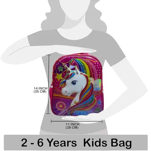 Image of 3D Kids Bag for School, Cartoon Print, Baby Bags, Children Kid Age 2-6 Years, School Backpack for Nursery, LKG, UKG, Primary Class Boys and Girls, 14 Inch