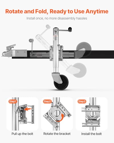 Image of VEVOR 1500 lbs Trailer Jack with Wheel, Heavy Duty Swivel Boat Trailer Jack with PP Single Wheel & Ergonomic Handle, 12-inch Lift, Fit for RVs, Boats, Horse Trailers, Utility Trailers
