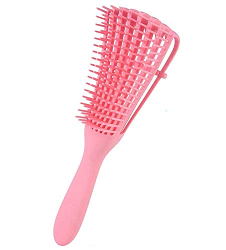 Detangling Brush for Curly Hair Black Detangler, Afro Textured 3a to 4c Kinky Wavy for Wet/Dry/Long/Thick/Curly Hair, Gentle Exfoliating (Pink)