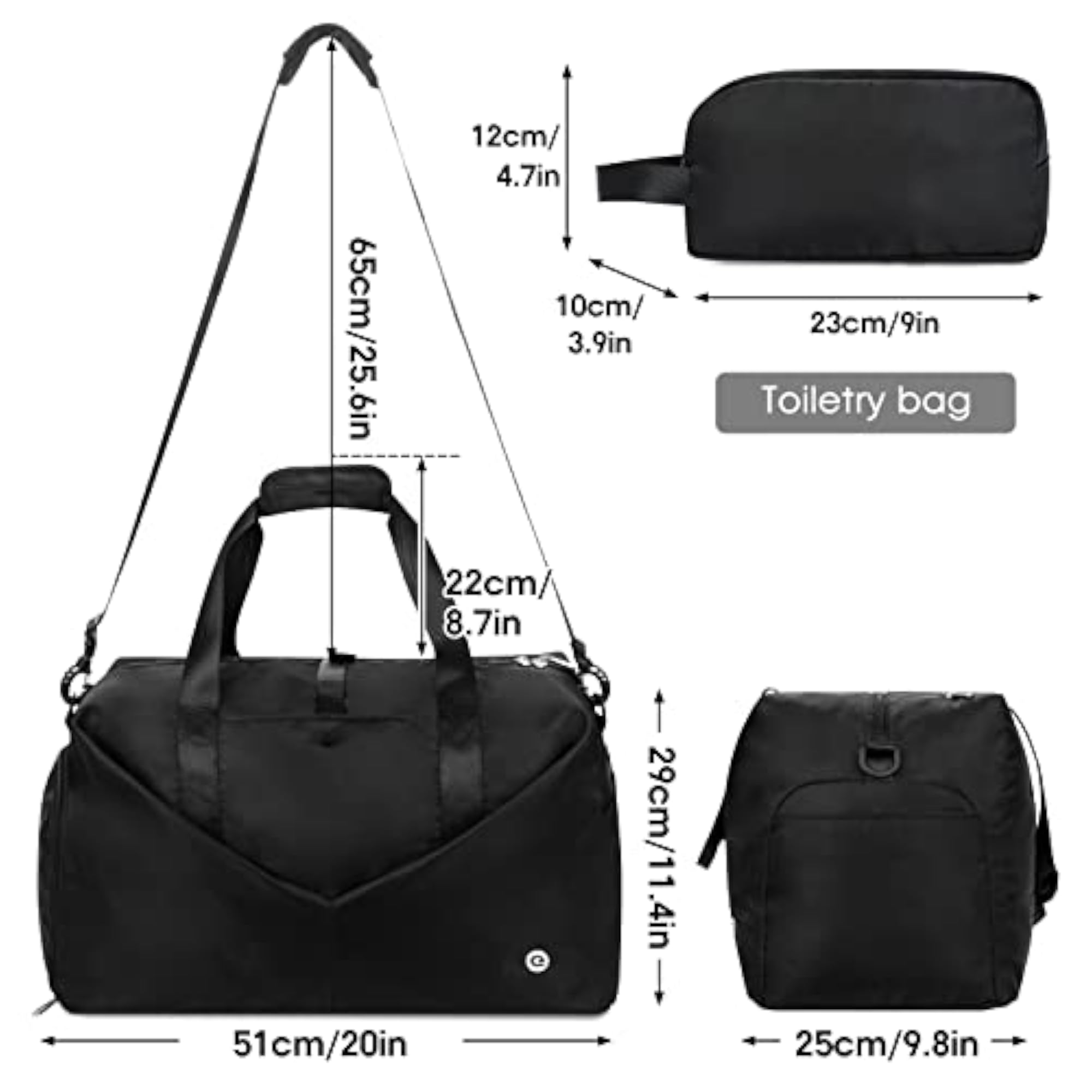 20" Portable Gym Duffel Bag with Wet Pocket