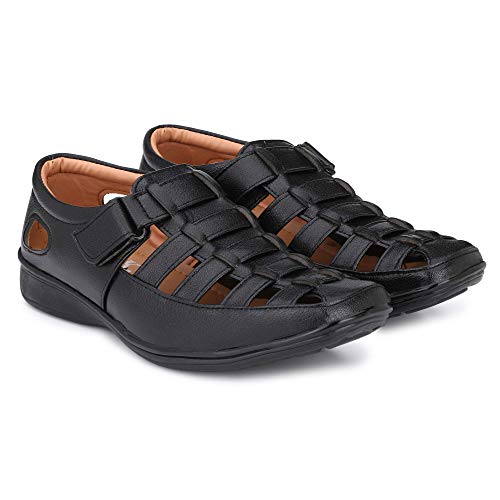 Image of Amico Men's Fashion Sandal Black Size 10 | Rainy Sandals for Men | Leather Sandals Branded | Casual Waterproof Design | Comfortable Men Sandal Shoes | Ideal Footwear for Rainy Season