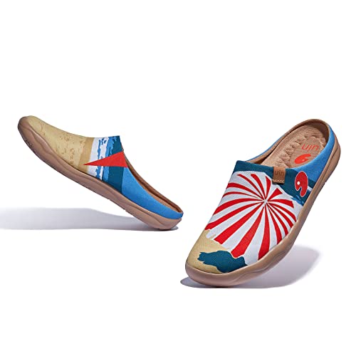 Image of UIN Slipper Woman Travel Art Painted Shoes Wide Toe Casual Home Slip On Mules Malaga
