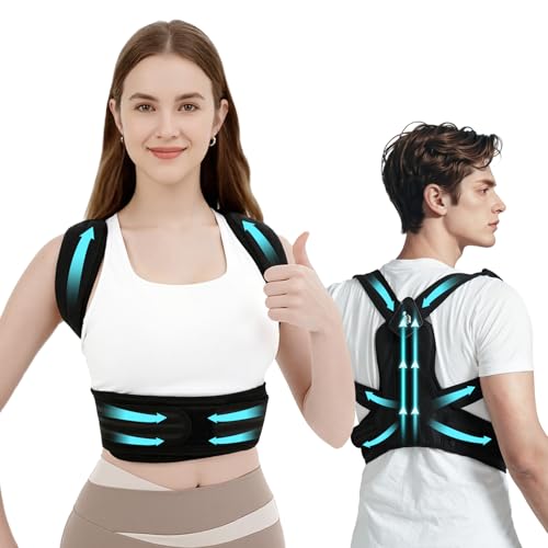 DEZIYUA Posture Corrector Back Brace for Women and Men, Shoulder Straightener, Adjustable Back Support Brace, Back Pain Relief – Slouching, Scoliosis, Hunchback, Hump, Thoracic, Spine Alignment – with Adjustable Shoulder Straps, Posture Support. Posture Corrector Back Brace - M (Underbust 28''-34'')