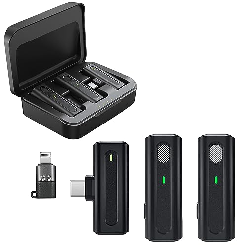 Image of MOOZMOB K93 Professional Grade Dual Wireless Mic with Charging Case and Noise Reduction Lavalier Microphone for Video Recording Vlogs ASMR Podcast Interviews YouTube (Dual Channel Version)