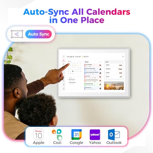 Image of Akimart 10.1 inch Digital Calendar & Chore Chart, Smart Touchscreen Interactive Display for Family Schedules, Digital Photo Frame Functon, Wall & Desk Mountable, Great for Organizing Your 2026 Calendar