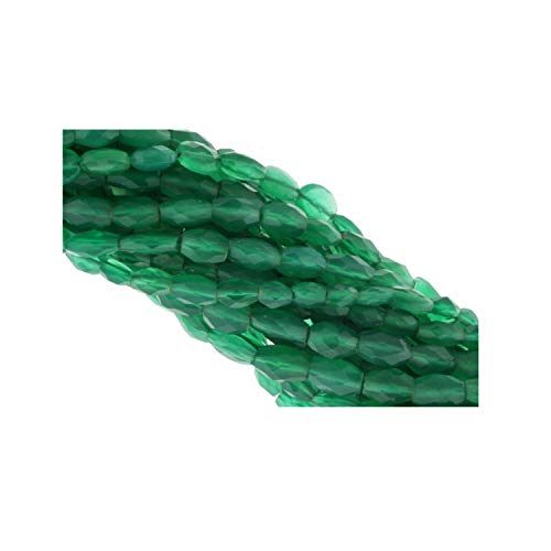 Perles semi-précieuses ovales en vrac onyx vert pour création collier
