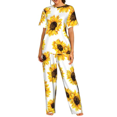 Pyjama court tournesol femme pour des matins ensoleillés et des nuits fraîches
