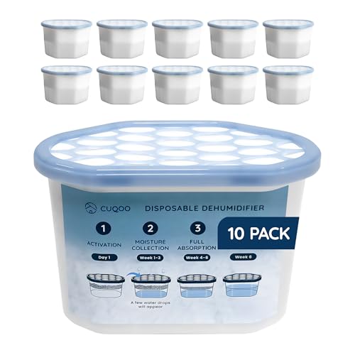 CUQOO Deshumidificador desechable para el hogar, 500 ml, paquete de 10, deshumidificadores...