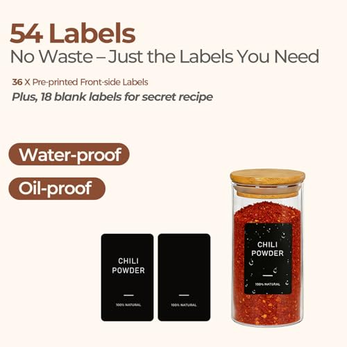 Image of ComSaf Glass Spice Jars 4oz 16 Pack, Small Seasoning Containers with labels