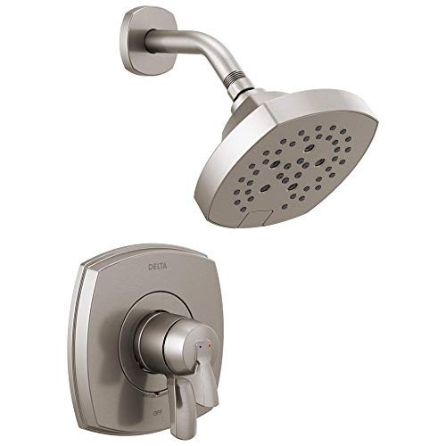 Delta Faucet Stryke 17 Series Dual-Function Shower Faucet, Shower Trim Kit, Single-Spray H2Okinetic Shower Head, Stainless T17276-SS (Valve Not Included)