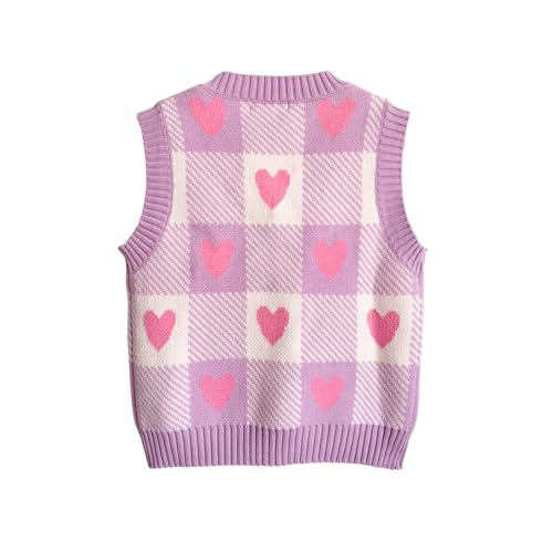 Image of Women's Sweater Vest,Y2K Sleeveless Pattern Preppy Style Knitted Crop Tank Top for Girl