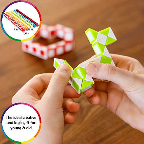 Cubidi® Magic Snake Set 6Pcs - Twist Fidget Snake Toys For Girls, Boys Or Adults - Stress Relief, Anxiety And Autism Toy - Travel Game Gift For Birthday, Easter, Educational Classroom And Party Favors #TOP7