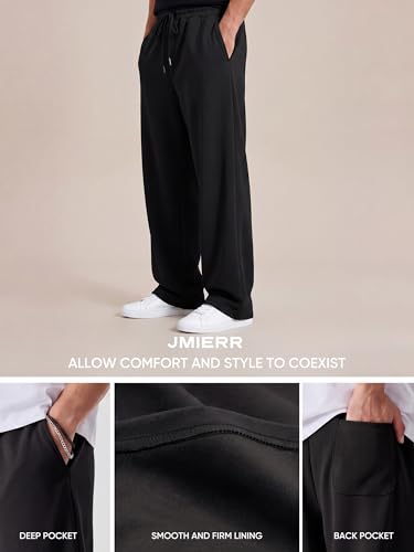Image of JMIERR Men's Casual Baggy Pants Lightweight Wide Leg Lounge Travel Pants Streetwear with Pockets