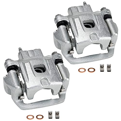 Image of TRQ Rear Driver and Passenger Side Brake Caliper Set 2 Piece Caliper Brackets Hardware for 2004-2006 Lexus RX330 2007-2009 RX350 2006-2008 RX400h 2006-2007 Toyota Highlander Hybrid Limited