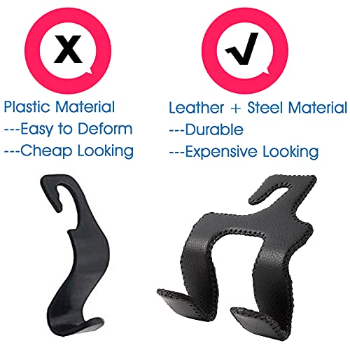 【2021 Upgraded】Car Purse Hook, 2 In 1 Car Seat Headrest Hooks Durable Hanger Storage Holder Leather Organizer For Hanging Grocery Bags, 1 Pack, Beige #TOP4