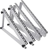 2 soportes cada uno con placas perforadas de perfil de aluminio, placas de bloqueo, tornillos M8, tornillos M6, tornillos autorroscantes e instrucciones en alemán, adecuado para instalación horizontal y vertical, ángulo de montaje ajustable en incrementos de 5°, dimensiones (marco plegado)