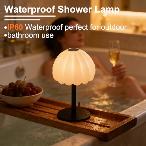 Image of Waterproof Shower Lamp for Inside Shower, Cordless Rechargeable Table Lamp with Remote & Touch Control, 16 Colors, Timer Function, Outdoor Table Lamp for Bathroom Camping Patio Dining Room