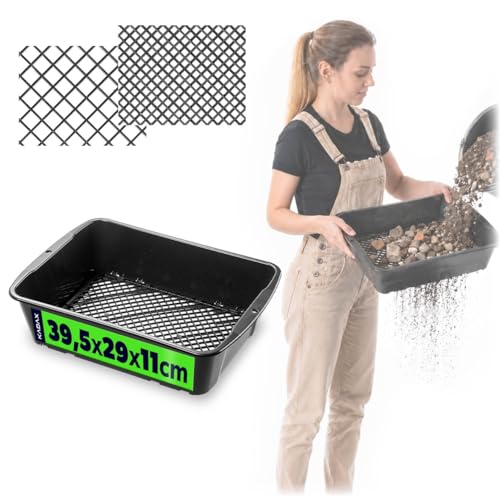 KADAX Setaccio regolabile da giardino in plastica, setaccio rotondo in plastica per sabbia, compost e terra, con regolazione manuale dell'inserto del setaccio (Rettangolare)