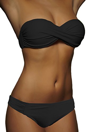 ALZORA Push Up Bandeau Twist Bikini Set Damen Pushup Badeanzug viele...