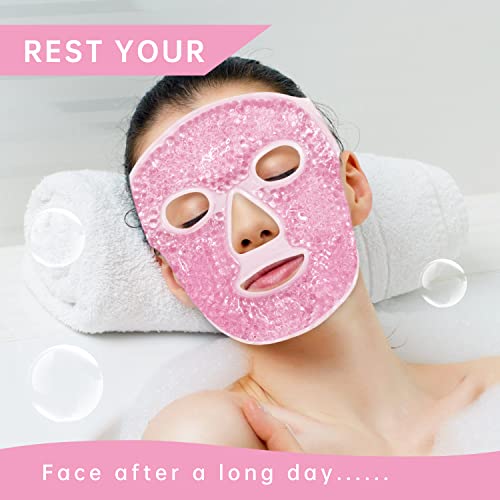 Ice Face Mask Reusable and Cold Gel Eye Mask for Puffiness/Dark Circles/Eye Bags/Dry Eyes/Headaches/