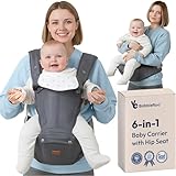 Picture of BabbleRoo Grow Carrier – Safety-Certified 6-in-1 Toddler & Baby Carrier with Hip Seat, Ergonomic & Adjustable Toddler Carrier 7-50 lbs with Hip Support, Hood for Sun Protection, Newborn to Toddler