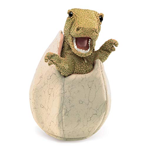 Folkmanis 3134 Dinosaur Egg Hand Puppet, One Size, Green, Tan, Brown