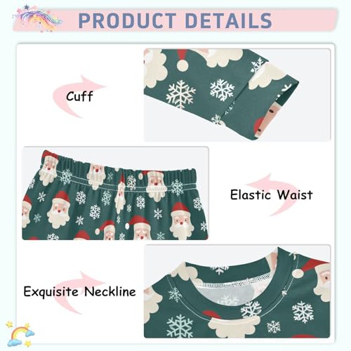 Fustylead Christmas Cute Santa and Snowflakes Cotton Pajamas 2-Piece Long Sleeve Sleepwear Matching Set4