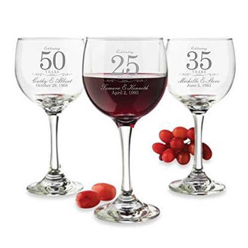 Customized Anniversary Champagne Flutes or Wine Glasses -
