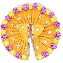 Beautiful Handmade Laddu Gopal ji/Krishna Fabric Dress with Artificial Flower Yellow Dress Pack of 1 Size 4