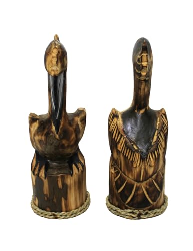 Conjunto de 2 estatuas de pelícano talladas a mano miniatura 2