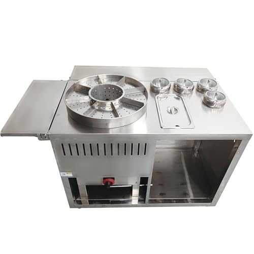 HQHAOTWU Stainless Steel Street Hot Food Cart Fountain Beef Offal Pork Pot Commercial Stall Beef Minced Pork Cart Gas Stove Stall Equipment Spicy Hot Pot Gas Snack Stall Mobile Cooking Food Cart