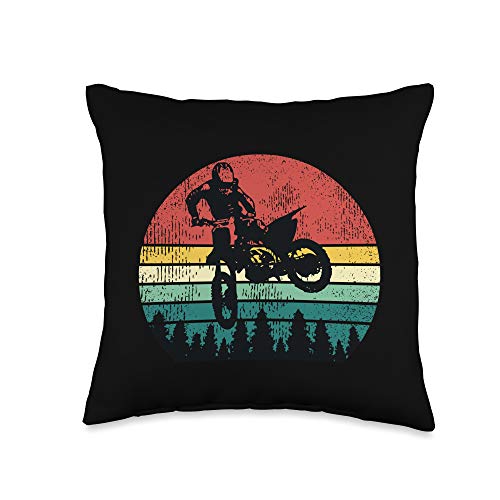 Vintage Supercross Biker Gift Idea Retro Dirt Bike Motocross Motorcycle Rider Gift Throw Pillow, 16x16, Multicolor