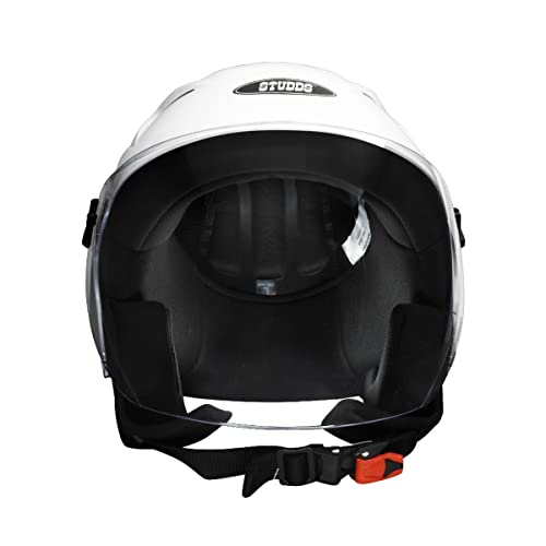 Image of STUDDS RAY Super STUDDS RAY ISI Certified Open FACE Helmet for Men and Women with D - Ring Lock (White XL)