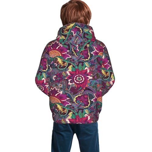Vintage Oriental Paisley Kid Hoodies Boys Sweatshirts Girls Pullover with Pocket4