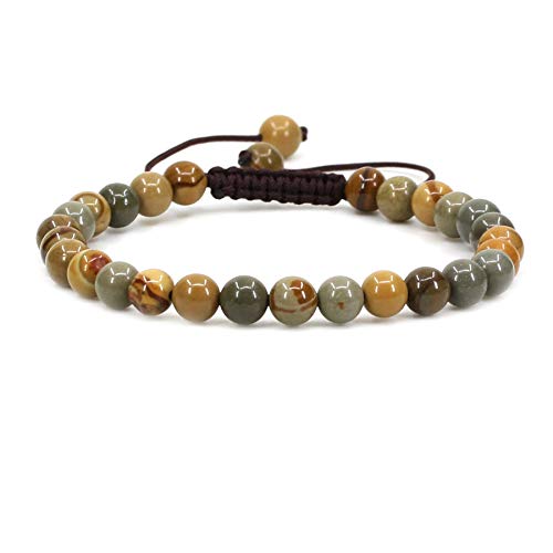 Bracelet perles 6mm tressé réglable, l'idée cadeau mixte et intemporelle
