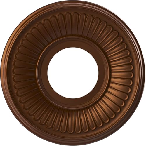 Image of Ekena Millwork CMP10BECDC Berkshire Thermoformed PVC Ceiling Medallion (Fits Canopies up to 4 1 /2 inch), 10 inchOD x 3 1 /2 inchID x 3 /4 inchP, Metallic Dark Copper