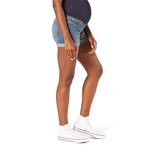 Signature By Levi Strauss & Co. Gold Label Women's Maternity Mid-Rise Shortie Shorts, Blue Ice, Large #TOP1