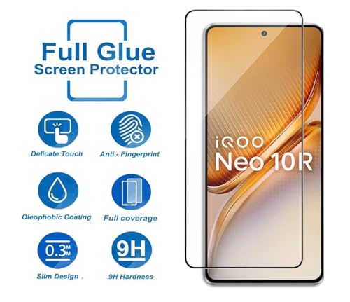 Image of HD Tempered Glass Screen Protector Compatible for iQOO Neo 10R 5G with Edge to Edge coverage and Easy Installation kit