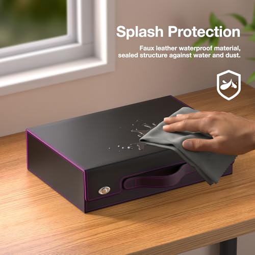 Image of 3900+ Trading Card Storage Box with Handle and Lock, Black Purple | Commander Display Window, 5-Row MTG Card Case, Secure Mechanical Lock, Portable Handle for Easy Transport, Top Loaders