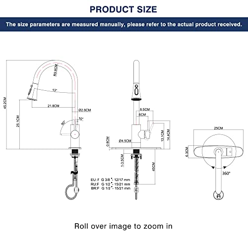 Phichi Kitchen Faucet With Pull Down Sprayer Brushed Nickel, High Arc Stainless Steel Pull Out Single Handle 1 Or 3 Hole Sink Faucets With Deck Plate, Grifo Para Fregaderos De Cocina #TOP6