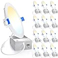 Ensenior 12 Pack 6 Inch Ultra-Thin LED Recessed Light with Junction Box, 2700K-6000K Selectable, 12W 110W Eqv, Dimmable, 1050LM High Brightness - ETL Certified