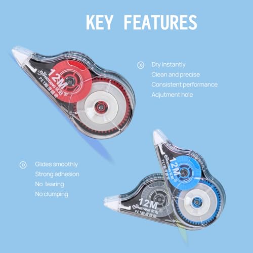 image for WISOPTUS 39.37ft Correction Tape with Dispenser, 6-Count Pack, Fast, C