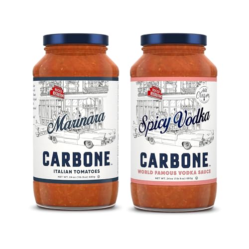 Image of Carbone Spicy Vodka & Marinara Sauce, Tomato Pasta Sauce 2 Pack (24oz) | Spicy Vodka with Calabrian Chili (Just Add Cream) & Classic Marinara, 100% Italian Tomatoes, Gluten Free & Low Carb