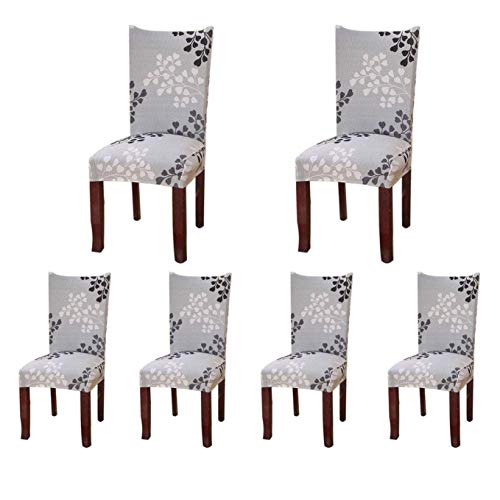 SoulFeel 6 x Soft Spandex Fit Stretch Short Dining Room Chair Covers with Printed Pattern, Banquet Chair Seat Protector Slipcover for Home Party Hotel Wedding Ceremony (Style 24)