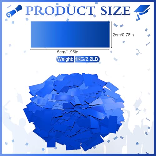 Image of Sumind 1000 Grams Large Sapphire Blue Confetti Foil Glitter Metallic Shredded Paper Filler Throwable Scatter Table Party Confetti for Wedding Gender Reveal Graduation Birthday Baby Shower Party Decor