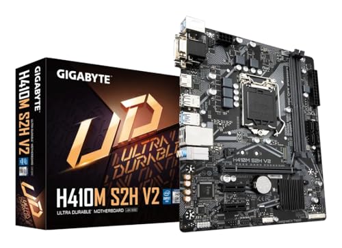 Gigabyte H410M S2H V2 マザーボード - Intel Core 10th CPU、最大2933MHz DDR4 (OC)、PCIe 3.0 M.2 x 1、GbE LAN、USB 3.2 Gen 1に対応。